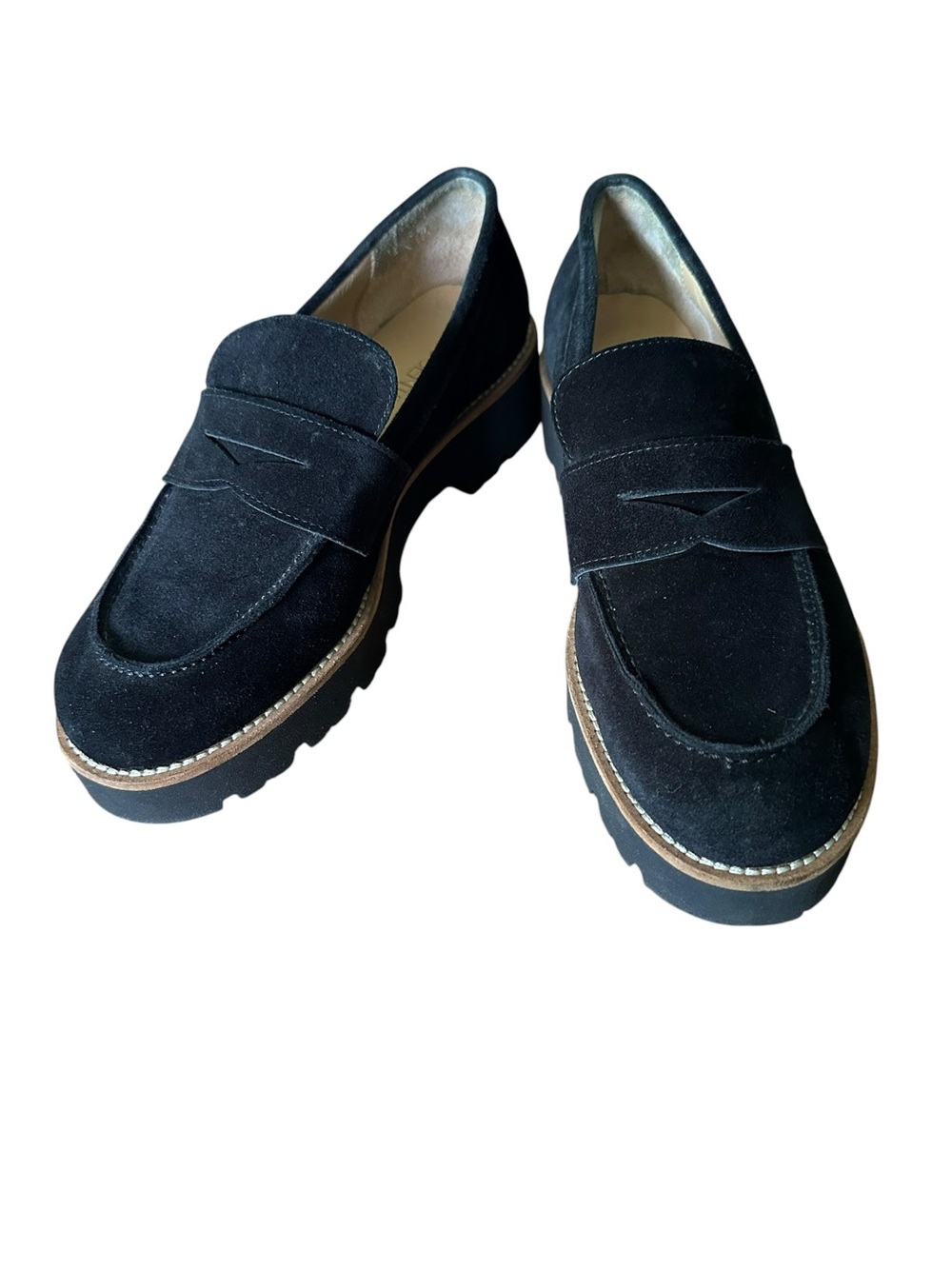 275 Central Black Suede Penny Loafers Size 38